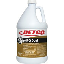 Betco pH7Q Dual Neutral Disinfectant Cleaner Concentrate - 128 fl oz (4 quart) - Pleasant Lemon Scent - Deodorant, pH Neutral - Light Amber - 1 Each