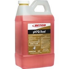Betco pH7Q Dual Neutral Disinfectant Cleaner Concentrate - 67.6 fl oz (2.1 quart) - Pleasant Lemon Scent - Deodorant, pH Neutral, Spill Proof - Light Amber - 4 / Carton