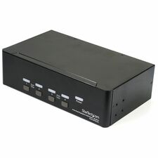 StarTech.com 4-Port Dual DisplayPort KVM Switch - 4K 60Hz 4 Computer(s) - 1 Local User(s) - 3840 x 2160 - 8 x USB - 10 x DisplayPort - 2U - Rack-mountable, Desktop - TAA Compliant