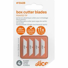 Slice Pointed Tip Ceramic Cutter Blades 1.30" Length - Pointed Tip, Rust Resistant, Dual-sided, Non-magnetic, Non-conductive, Reversible, Non-sparking - Zirconium Oxide - White - 4 / Pack