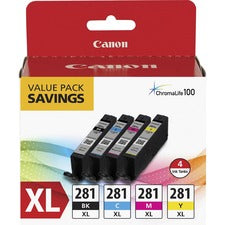 Canon CLI-281XL Original Inkjet Ink Cartridge - Value Pack - Multicolor - 4 / Pack Inkjet - 4 / Pack