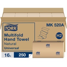 TORK Universal Hand Towel Multifold 1 Ply - Multifold - 11" Width x 63 ft Length - Natural - 250/Pack - 16 / Carton