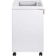ideal. 3104 Cross-cut Paper Shredder Continuous Shredder - Cross Cut - 17 Per Pass - for shredding Paper, Staples, Paper Clip, Credit Card - 0.625" x 0.093" Shred Size - P-5 - 18 ft/min - 12" Throat - 32 gal Wastebin Capacity - 745.70 W - White - TAA Comp