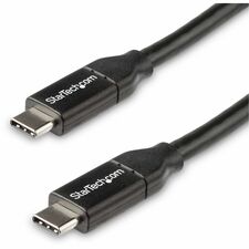StarTech.com USB-C to USB-C Cable w/ 5A PD - M/M - 0.5 m - USB 2.0 - USB-IF Certified 1.64 ft Thunderbolt 3 Data Transfer Cable for MacBook Pro, MacBook, Chromebook, Power Bank, Notebook, Docking Station - First End: 1 x 24-pin USB 2.0 Type C Thunderbolt