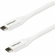 StarTech.com USB-C to USB-C Cable w/ 5A PD-M/M-White-2m(6 ft.)-USB 2.0-USB-IF Certified 6.56 ft USB-C Data Transfer Cable for Notebook, MacBook Pro, MacBook, Chromebook, Power Bank, Docking Station - First End: 1 x 24-pin USB 2.0 Type C - Male - Second En