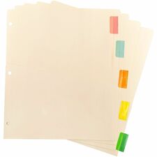 Business Source Color Tab Pocket Binder Dividers Blank Tab(s) - 5 Tab(s)/Set - 9" Divider Width x 11" Divider Length - Letter - 8.50" Width x 11" Length - Buff Buff Paper Divider - Assorted Tab(s) - 5 / Set
