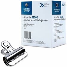 Business Source Bulldog Grip Clips No. 1 - 1.3" Width - for Paper - Heavy Duty - Silver - 36 / Box