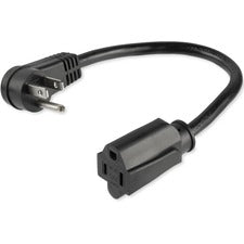 StarTech.com Power Extension Cord For Computer, Television, Lamp, Server, Printer - 125 V AC / 13 A - Black - 1 ft Cord Length - NEMA 5-15P / NEMA 5-15R - North America - 1 Each