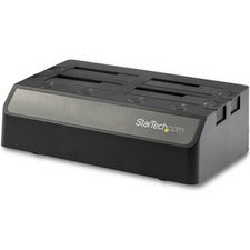 StarTech.com Drive Dock SATA/600 - USB 3.1 Type C Host Interface - UASP Support External - Black Hot Swappable Bays - 4 x HDD Supported - 4 x SSD Supported - 4 x Total Bay - 4 x 2.5"/3.5" Bay - Plastic