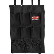 Rubbermaid Commercial Janitor's Cart 9-pocket Hanging Organizer 9 Pocket(s) - 28" Height x 19.75" Width x 1.50" Depth - Black - Fabric - 1 Each