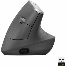 Logitech MX Vertical Advanced Ergonomic Mouse Optical - Cable/Wireless - Bluetooth/Radio Frequency - Graphite - USB Type C - 4000 dpi - Scroll Wheel - 4 Button(s) - Right-handed - 1 Each