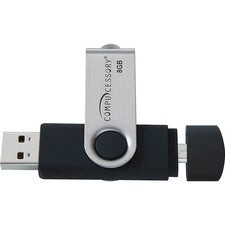 Compucessory 8GB USB 2.0 Flash Drive 8 GB - USB 2.0 - Silver, Black - 1 Year Warranty - 1 Each