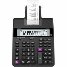 Casio HR-200RC Printing Calculator Two-color Printing, Large Display, Dual Power - 12 Digits - 2.3" Height x 7.8" Width x 10.8" Length - Black - 1 Each