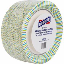 Genuine Joe 10" Printed Paper Plates Disposable - 10" Diameter - Multi - 125 / Pack