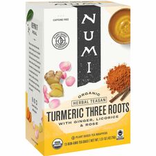 Numi Organic Turmeric Three Roots Herbal Tea Bag Herbal Tea - 1.4 oz - Organic - 12 / Box