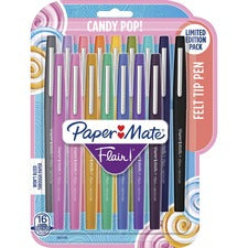 Paper Mate Flair Candy Pop Pack Felt Tip Pens 0.7 mm Medium Pen Point - Water Based - Felt Tip - 16 / Pack