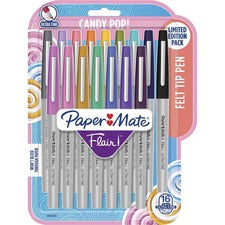 Paper Mate Flair Ultra Fine Candy Pop Felt Tip Pen Ultra Fine Pen Point - Water Based - Felt Tip - 16 / Pack
