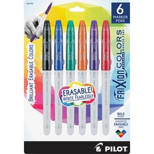 Pilot FriXion Colors Erasable Marker Pens 2.5 mm Bold Pen Point - Erasable - Black, Blue, Red, Green, Orange, Purple Ink - White Barrel - 6 / Pack