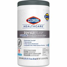 Clorox Healthcare VersaSure Cleaner Disinfectant Wipes 8" Length x 6.75" Width - Disinfectant, Durable, Alcohol-free, Chemical-free, Fragrance-free, Fume-free, Bleach-free, Strong - White - 85/Tub - 1 Each