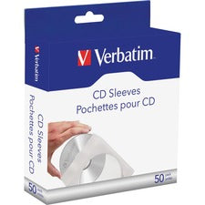 Verbatim CD/DVD Paper Sleeves with Clear Window - 50pk Box Sleeve - Paper