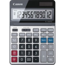 Canon TS1200TSC 12-digit Desktop Calculator Extra Large Display - 12 Digits - LCD - Solar Powered - 7" Height x 5" Width x 0.7" Depth - Metal - Desktop - 1 Each