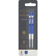 Parker Ballpoint Gel Pen Refill Medium Point - Blue Ink - Smooth Writing - 2 / Pack