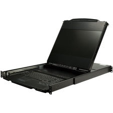 StarTech.com 17" HD Rackmount KVM Console - Dual Rail 1 Computer(s) - 17.3" LED - Full HD - 1920 x 1080 - 3 x USB - 2 x DVI - 2 x VGA - Keyboard - TouchPad - 120 V AC, 230 V AC Input Voltage - 1U High - PC - Steel - Black