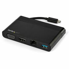 StarTech.com USB-C Multiport Adapter with HDMI and VGA - 1xUSB-A for Notebook - USB Type C - 1 Displays Supported - 4K - 4096 x 2160, 3840 x 2160, 1920 x 1200 - 2 x USB Ports - 2 x USB 3.0 - USB Type-A - USB Type-C - Network (RJ-45) - HDMI - VGA - Thunder