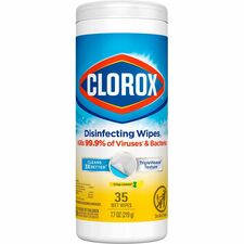Clorox Disinfecting Cleaning Wipes Ready-To-Use - Crisp Lemon Scent - Anti-bacterial, Textured, Bleach-free - Yellow - 35/Tub - 420 / Bundle