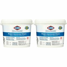Clorox Healthcare Bleach Germicidal Wipes Bucket Ready-To-Use - 12" Length x 12" Width - Anti-corrosive, Antibacterial - White - 110/Tub - 100 / Pallet