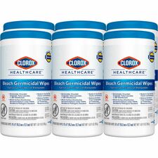 Clorox Healthcare Bleach Germicidal Wipes Ready-To-Use - 5" Length x 6" Width - Anti-corrosive, Residue-free - White - 150/Tub - 300 / Pallet