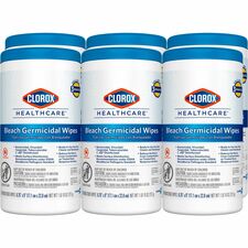 Clorox Healthcare Bleach Germicidal Wipes Ready-To-Use - 9" Length x 6.75" Width - Anti-corrosive, Antibacterial - White - 70/Tub - 450 / Pallet