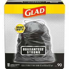 Glad Strong Large Drawstring Trash Bags Large Size - 30 gal Capacity - 32.99" Length x 30" Width x 1.05 mil (27 Micron) Thickness - Drawstring Closure - Black - Plastic - Garbage, Indoor, Outdoor - 90/Box - 68 / Pallet