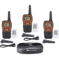 Midland X-TALKER T51X3VP3 Walkie Talkie Three Pack 22 Radio Channels - 22 FRS - Upto 147840 ft - 38 Total Privacy Codes - Hands-free - Black, Orange - 3 / Each