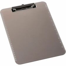 Business Source Flat Clip Plastic Clipboard 9" x 12" Sheet Size - Plastic - Smoke - 6 / Bundle