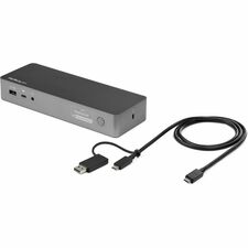 StarTech.com USB-C Docking Station with USB-A Laptop Compatibility - 60W PD for Notebook - 60 W - USB Type C - 2 Displays Supported - 4K - 4096 x 2160, 5120 x 2880 - 4 x USB Ports - 4 x USB 3.0 - 3 x USB Type-A Ports - USB Type-A - 1 x USB Type-C Ports -