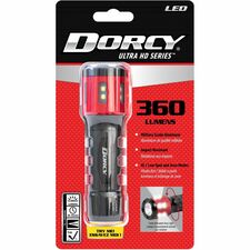 Dorcy Ultra HD Series Twist Flashlight 360 lm Lumen - 3 x AAA - Battery - Impact Resistant - Black, Red - 1 Each