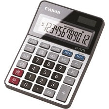 Canon LS-122TS 12-digit LCD Basic Calculator Dual Power, Solar, Battery Powered, Angled Display, Replaceable Battery - 12 Digits - LCD - Battery/Solar Powered - 0.9" Height x 4.2" Width x 5.9" Length - Beige - Metal - Desktop - 1 Each