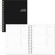 Blueline Undated Task Planner Personal - 7 1/4" x 9 1/4" Sheet Size - Twin Wire - Black - Notes Area, Hard Cover - 1 Each