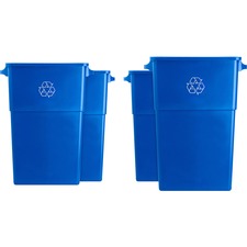 Genuine Joe 23 Gallon Recycling Container 23 gal Capacity - Rectangular - 30" Height x 22.5" Width x 11" Depth - Blue, White - 4 / Carton