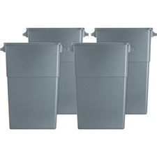 Genuine Joe 23-gallon Space-Saving Waste Container 23 gal Capacity - Rectangular - Handle - 30" Height x 20" Width x 11" Depth - Gray - 4 / Carton