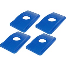 Genuine Joe 23-gallon Recycling Bin Round Cutout Lid Round - Blue - 4 / Carton
