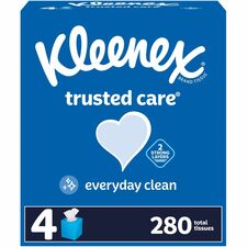 Kleenex Trusted Care Tissues 2 Ply - 8.20" Width x 8.40" Length - White - 70/Box - 4 / Pack