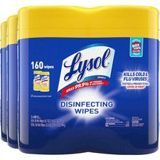 Lysol Disinfecting Wipes Lemon Lime Scent - Pre-moistened, Disinfectant, Antibacterial - White - 80/Tub - 6 / Carton