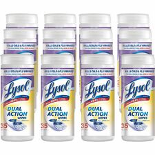 Lysol Dual Action Wipes For Multi Surface - Citrus Scent - Recommended For: Stain Remover - White/Purple - 35/Tub - 12 / Carton