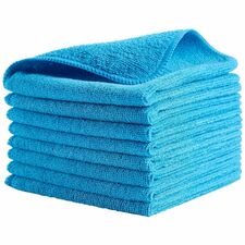 Rubbermaid Commercial Microfiber Light-Duty Cleaning Cloths For Commercial - 16" Length x 16" Width - Recommended For: Germs Remover, Microbe Remover - Bleach-safe, Washable, Durable, Chemical Resistant, Reusable - Blue - 24/Bag - 12 / Carton