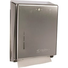 San Jamar C-Fold/Multifold Paper Towel Dispensers C Fold, Multifold Dispenser - 500 x Towel Multifold, 300 x Towel C Fold - 14.8" Height x 11.4" Width x 4" Depth - Stainless Steel - Chrome - Key Lock, Touch-free - 5 / Carton