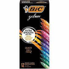 BIC Gel-ocity Gel Pen 0.7 mm Medium Pen Point - Retractable - Assorted Ink - Gel-based - 1 Dozen
