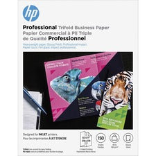 HP Professional Trifold Business Paper - White Letter - 8 1/2" x 11" - 48 lb Basis Weight - 180 g/m² Grammage - Glossy - White - 150 / Pack