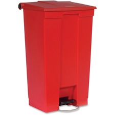 Rubbermaid Commercial Step On Container Step-on Opening - Overlapping Lid - 23 gal Capacity - Puncture Resistant, Heavy Duty, Pedal Control - 32.5" Height x 19.8" Width x 16.1" Depth - Plastic, Polyethylene - Red - 1 Each